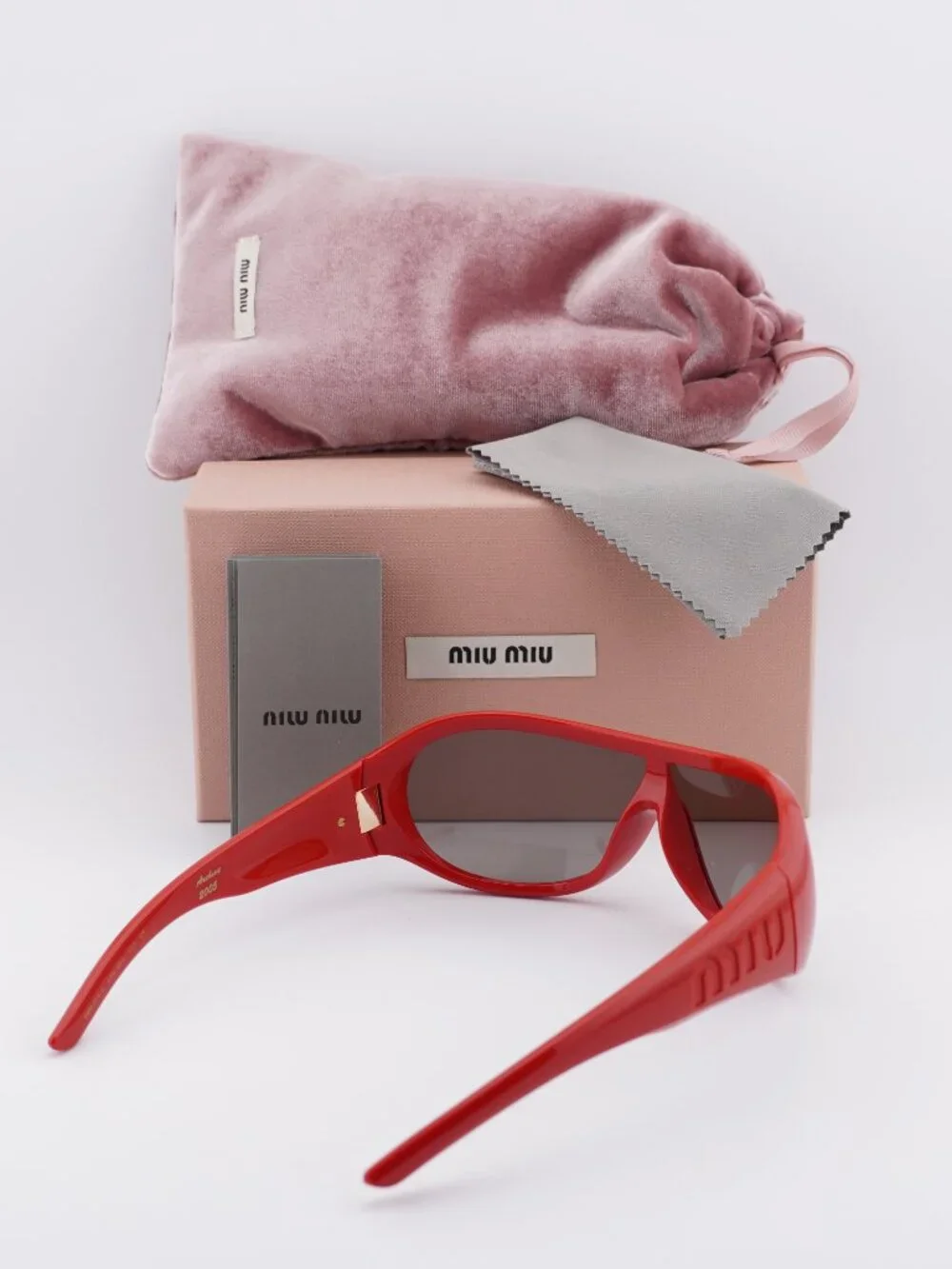 Miu Miu MU B14SU 27N8 0Q Shield Sunglasses - Red / Grey